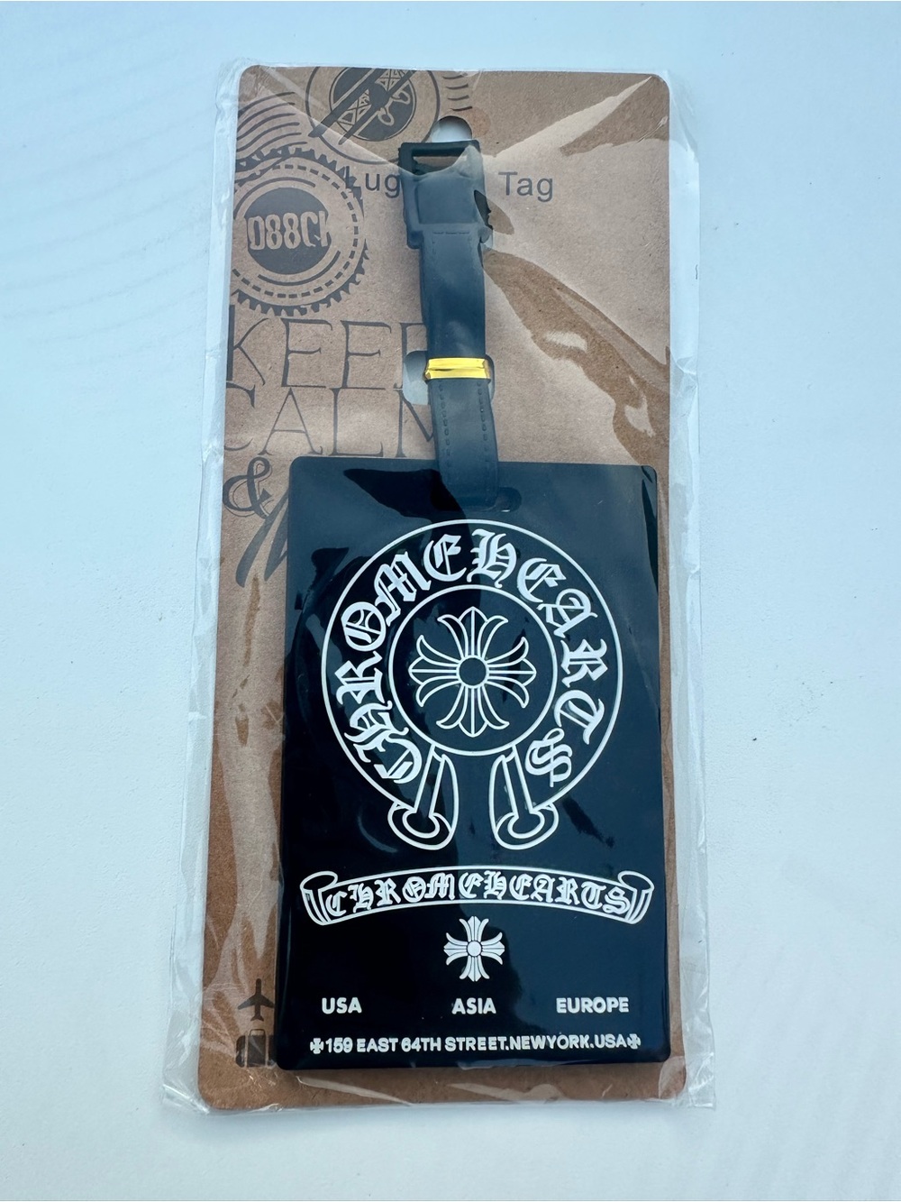 Chrome Hearts Black and White Round Logo Luggage Tag